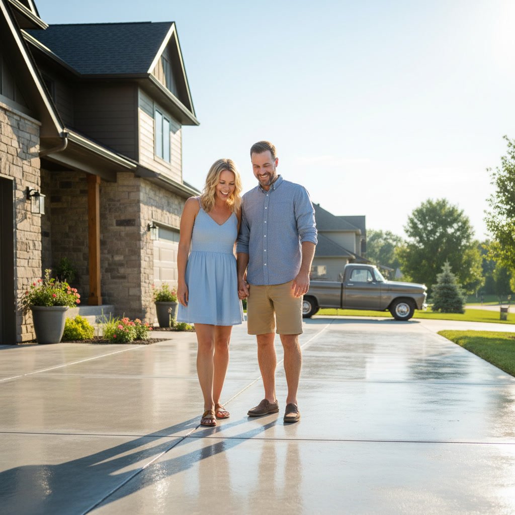 Concrete restoration work on cracked driveway in Placerville area