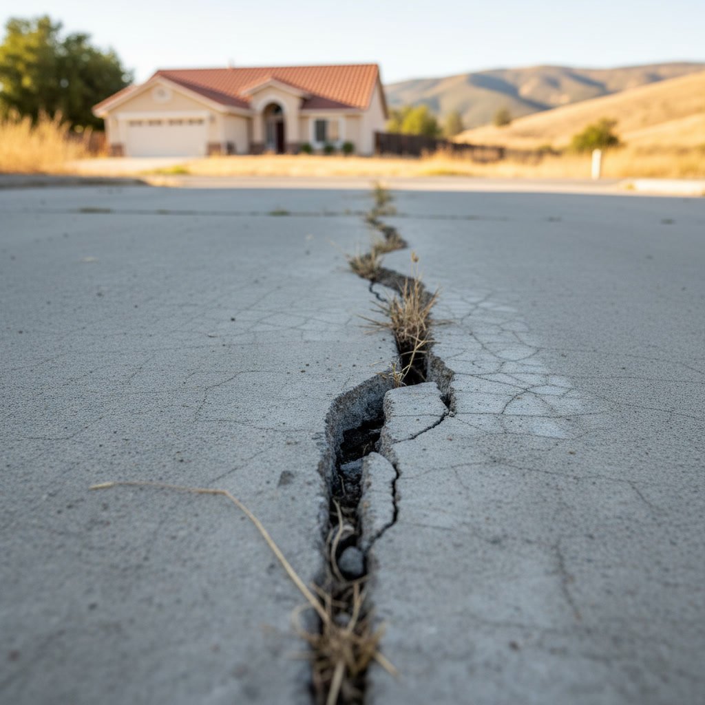 Professional concrete restoration work repairing driveway cracks in Cameron Park
