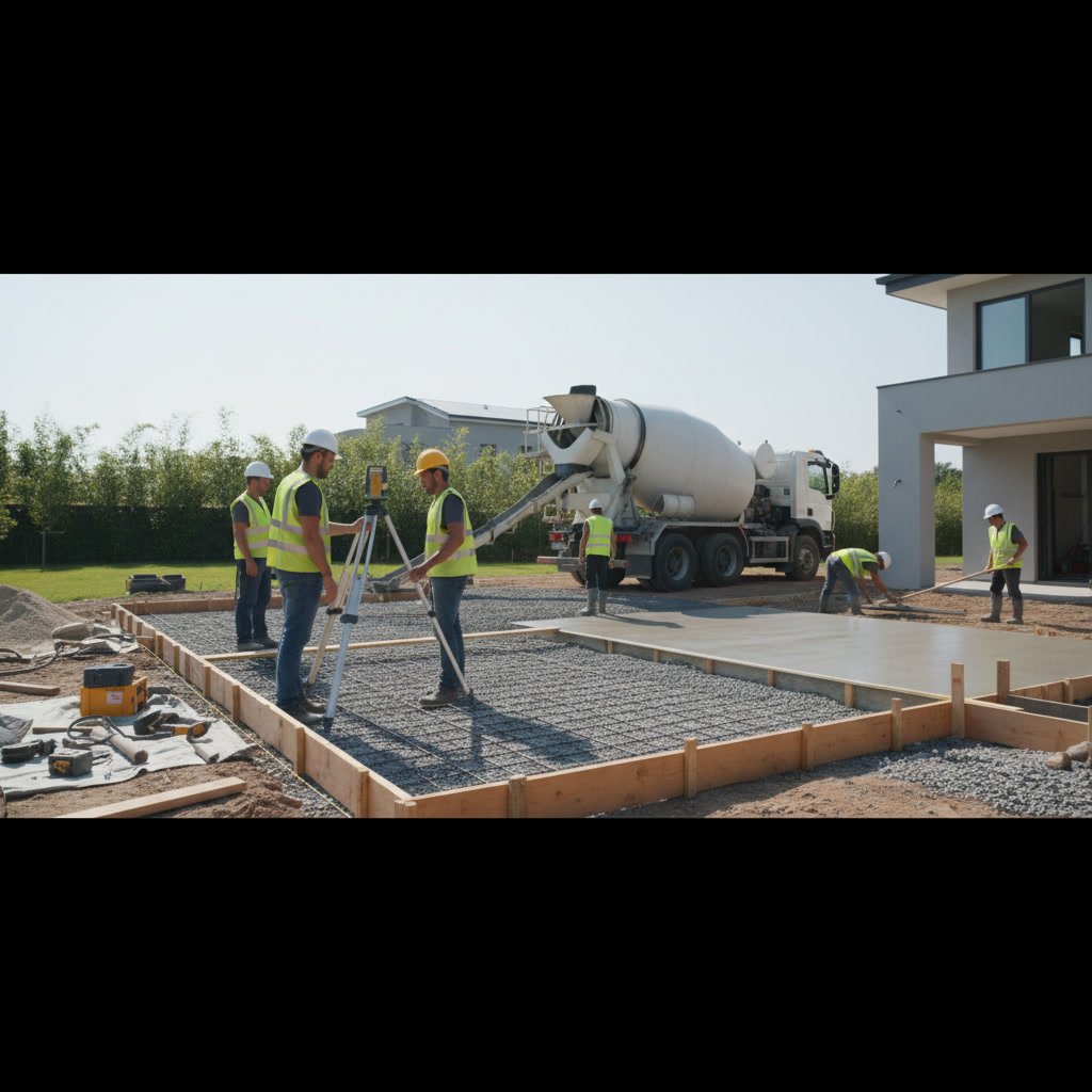 excavation and grading preparation for new concrete driveway