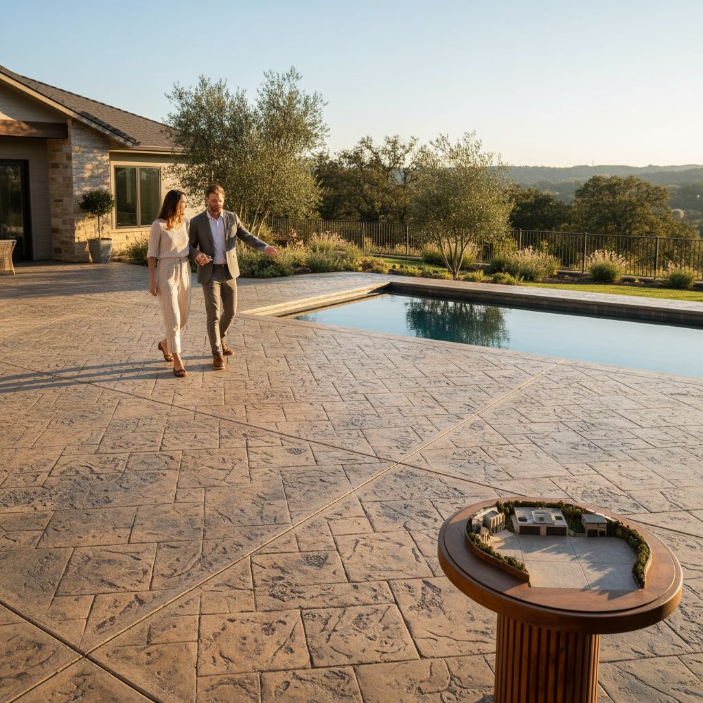 stamped concrete patio installation in El Dorado Hills California