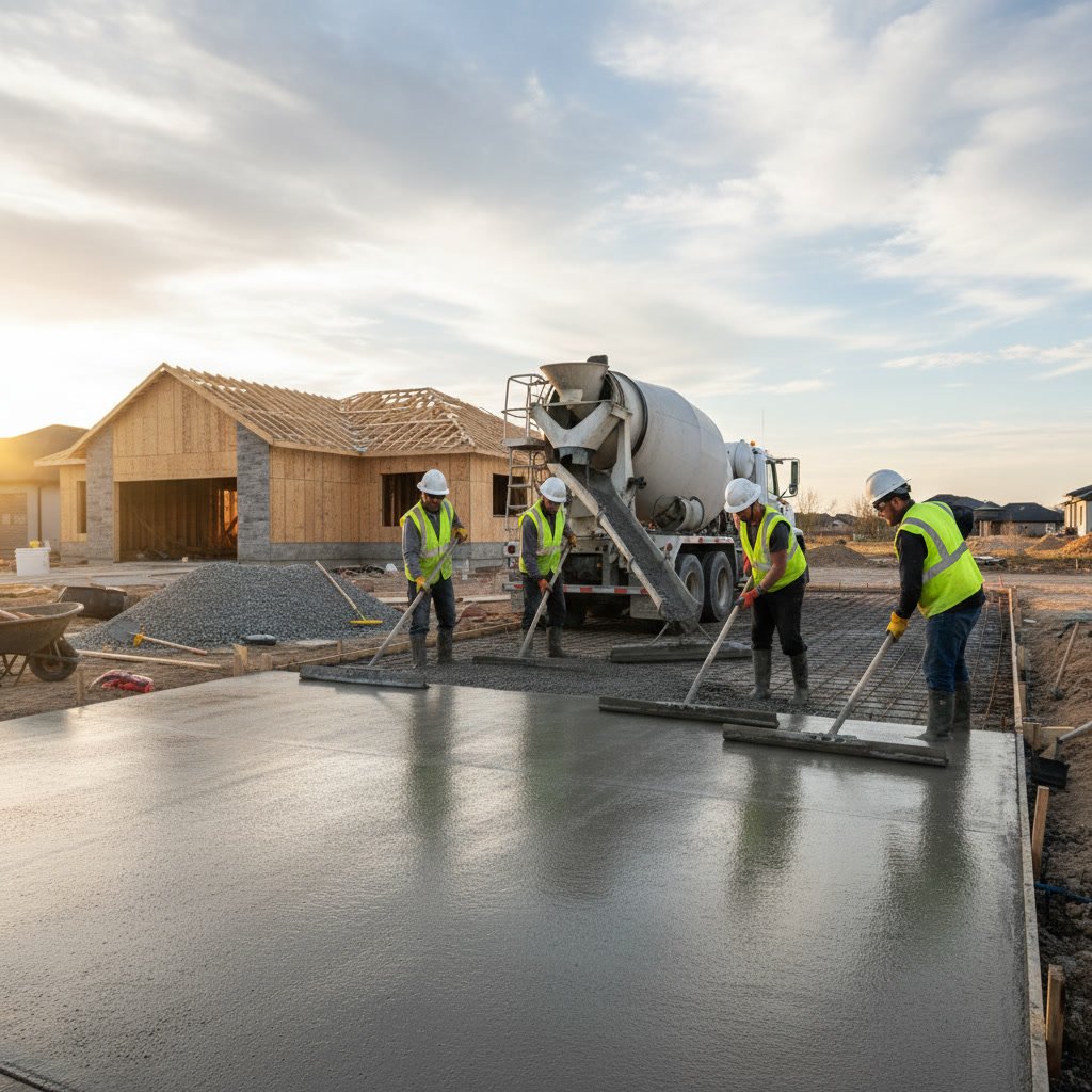 professional concrete driveway installation in progress