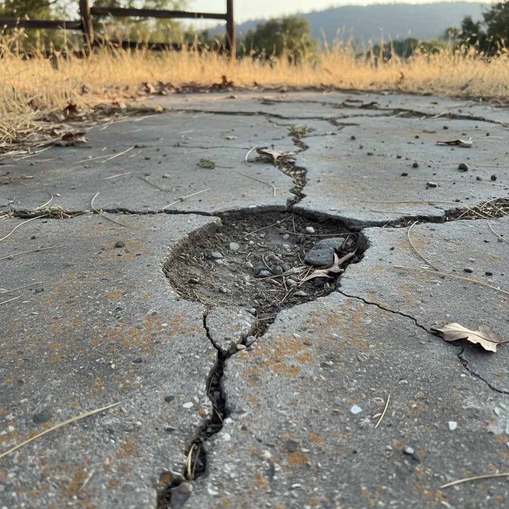 Concrete surface with cracks and spalling damage requiring resurfacing treatment