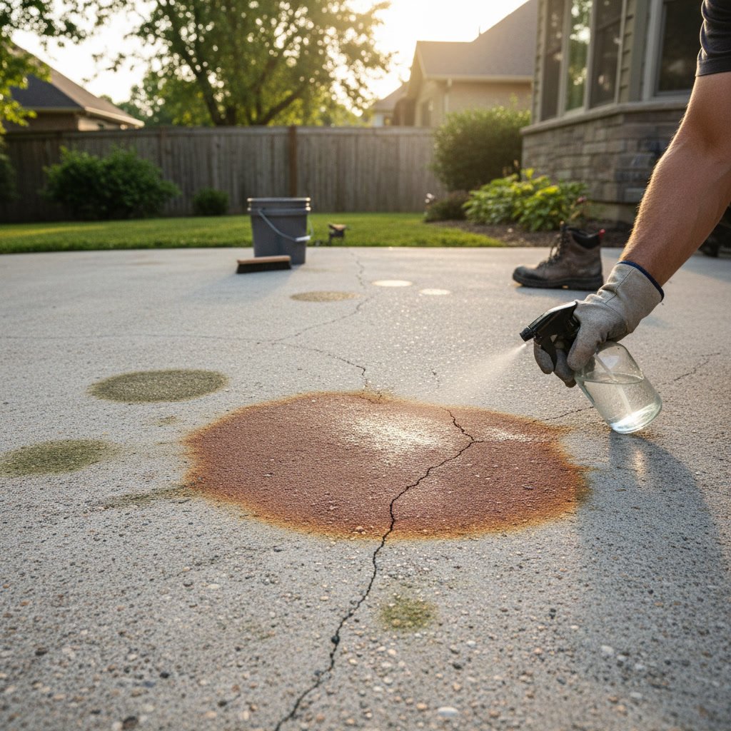 Concrete driveway and patio showing signs of fading and wear needing professional assessment