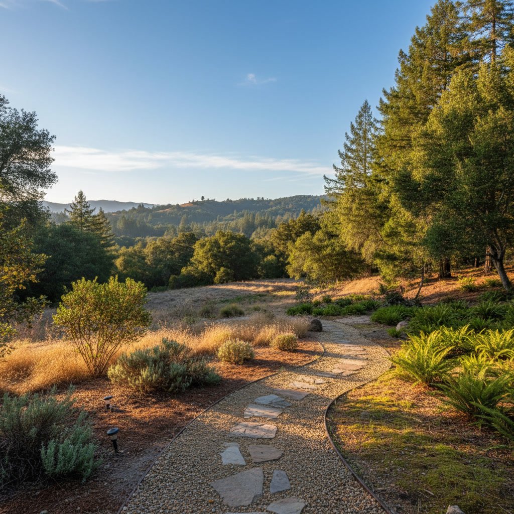 concrete walkway with decorative pattern in residential yard