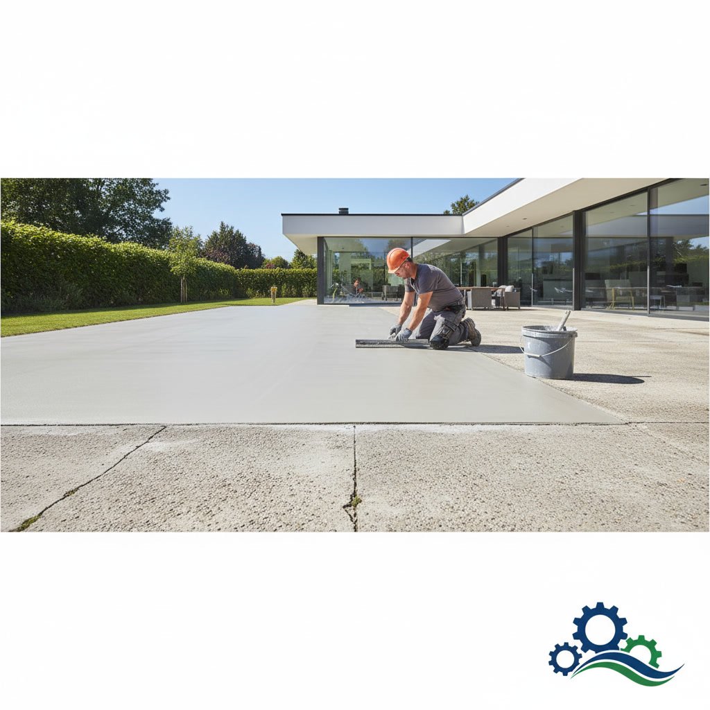 Restored concrete driveway showing single color restoration finish in Cameron Park California